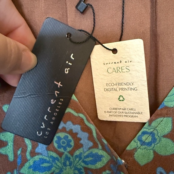 NWT Current Air Brown, Blue, & Green Floral Print Long Sleeve Mini Dress Small - Picture 11 of 16